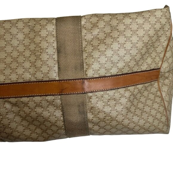 Auth Celine Boston Bag Macadam PVC Leather Canvas M08 Light Brown Monogram XL - Picture 12 of 16